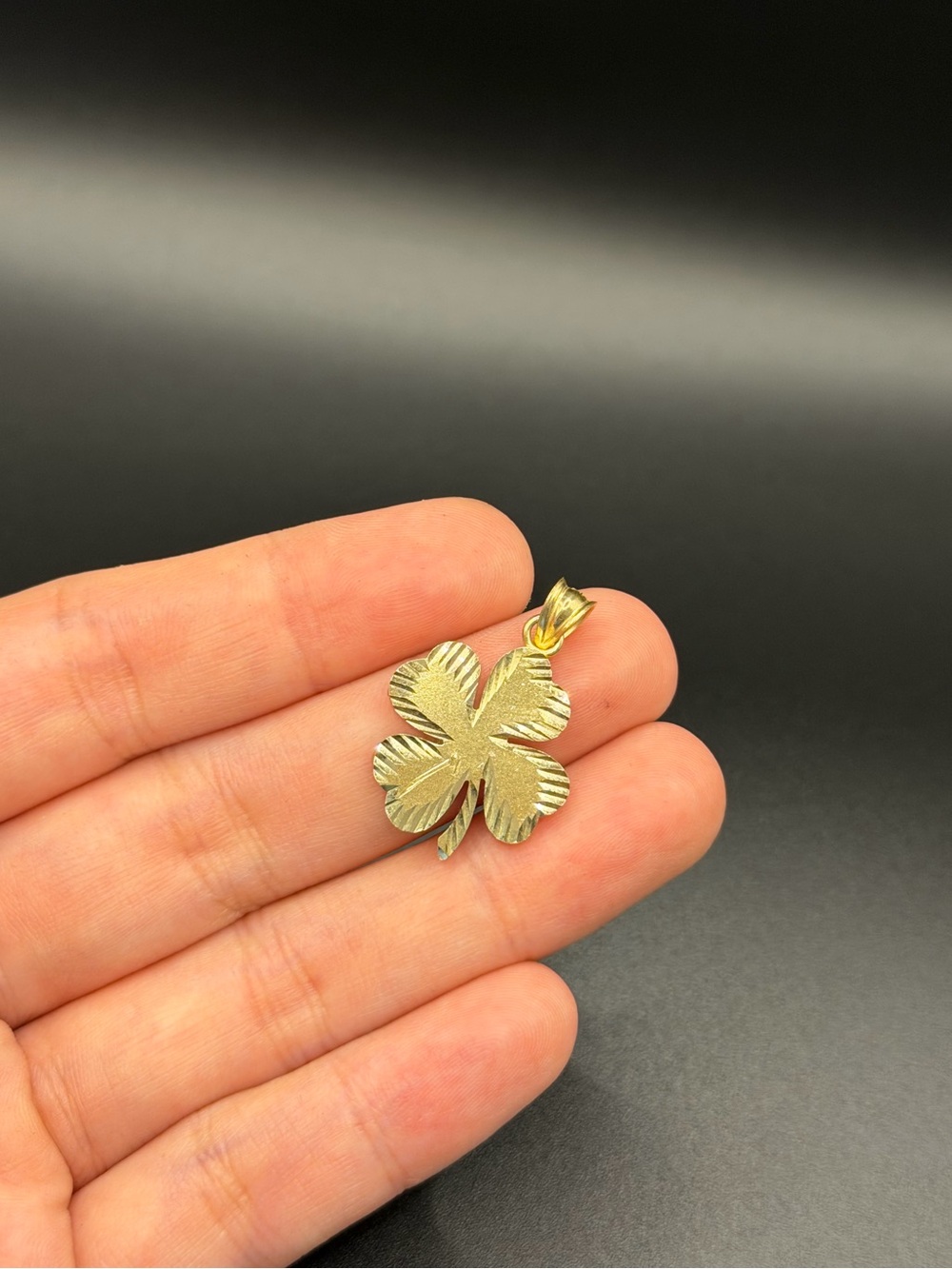 10K Solid Gold Four Leaf Clover Charm Pendant